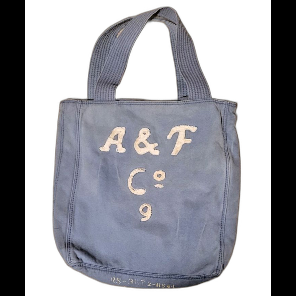 Vintage Women’s Abercrombie & Fitch Bag Tote A&F Canvas Blue Y2K Distressed